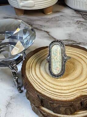 Iridescent Yellow Opal-Style Stainless Steel Adjustable Ring